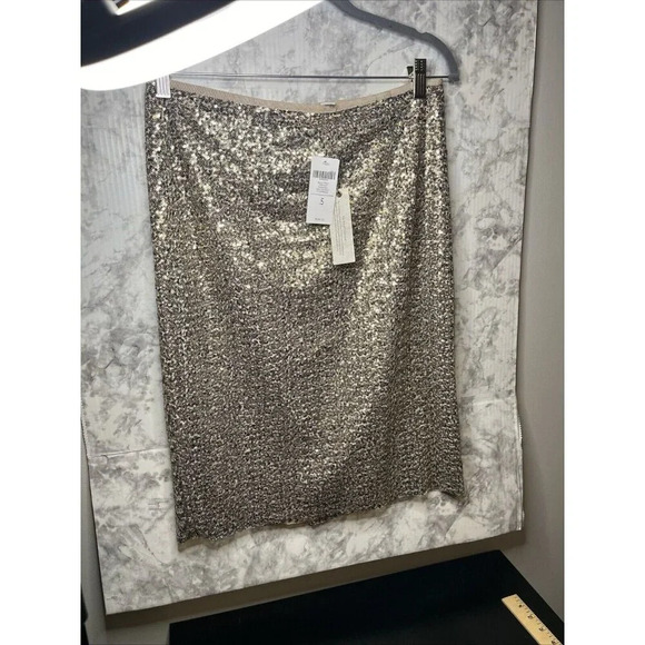 NWT Chico's Shimmering Silver Pencil Skirt - Picture 2 of 11